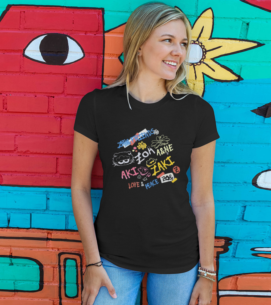 Zoa Aki Zaki Friends Love Peace A&NE T-Shirt