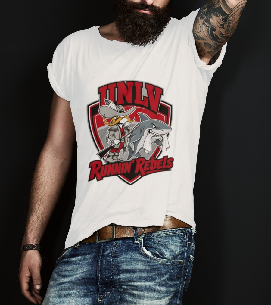 UNLV Runnin Rebels Mascot Shark And Gunslinger NCAA College Basketball T-Shirt