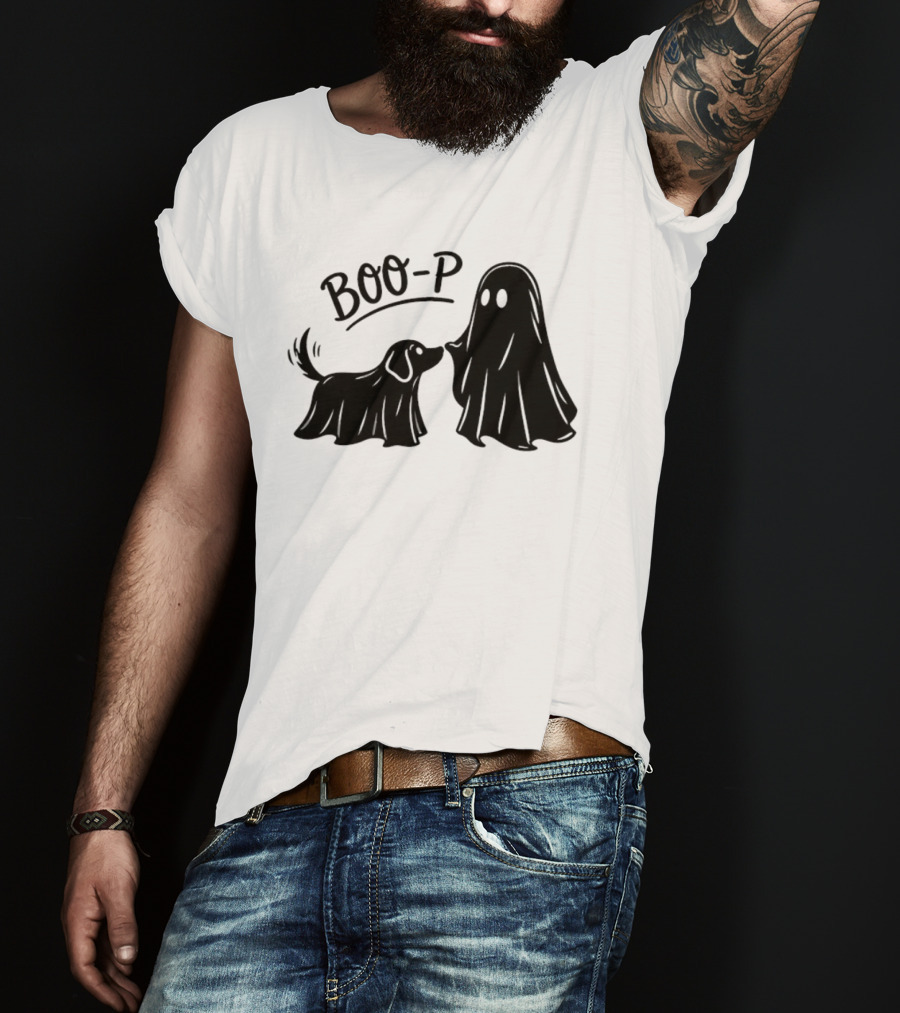 BOO P Ghost Dog Halloween Spooky T-Shirt
