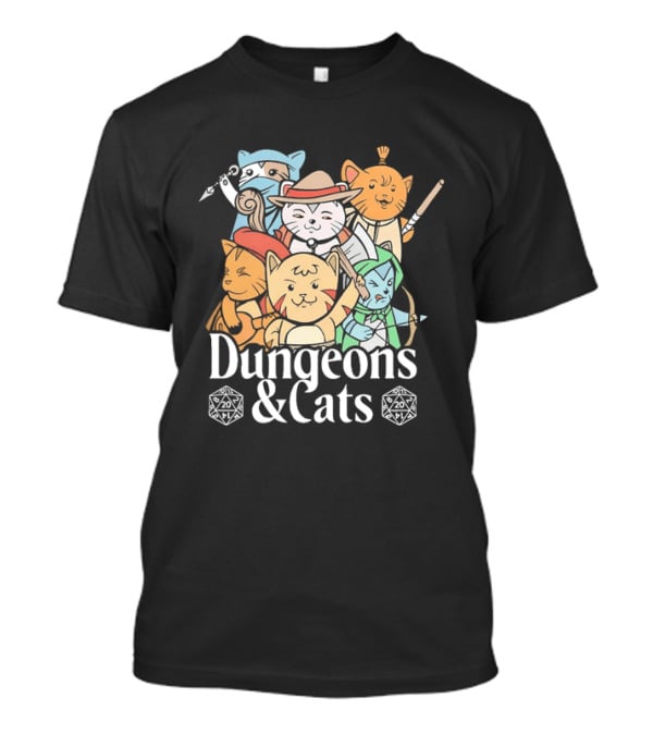 Dungeons And Cats Fantasy Role Playing Game Characters T-Shirt