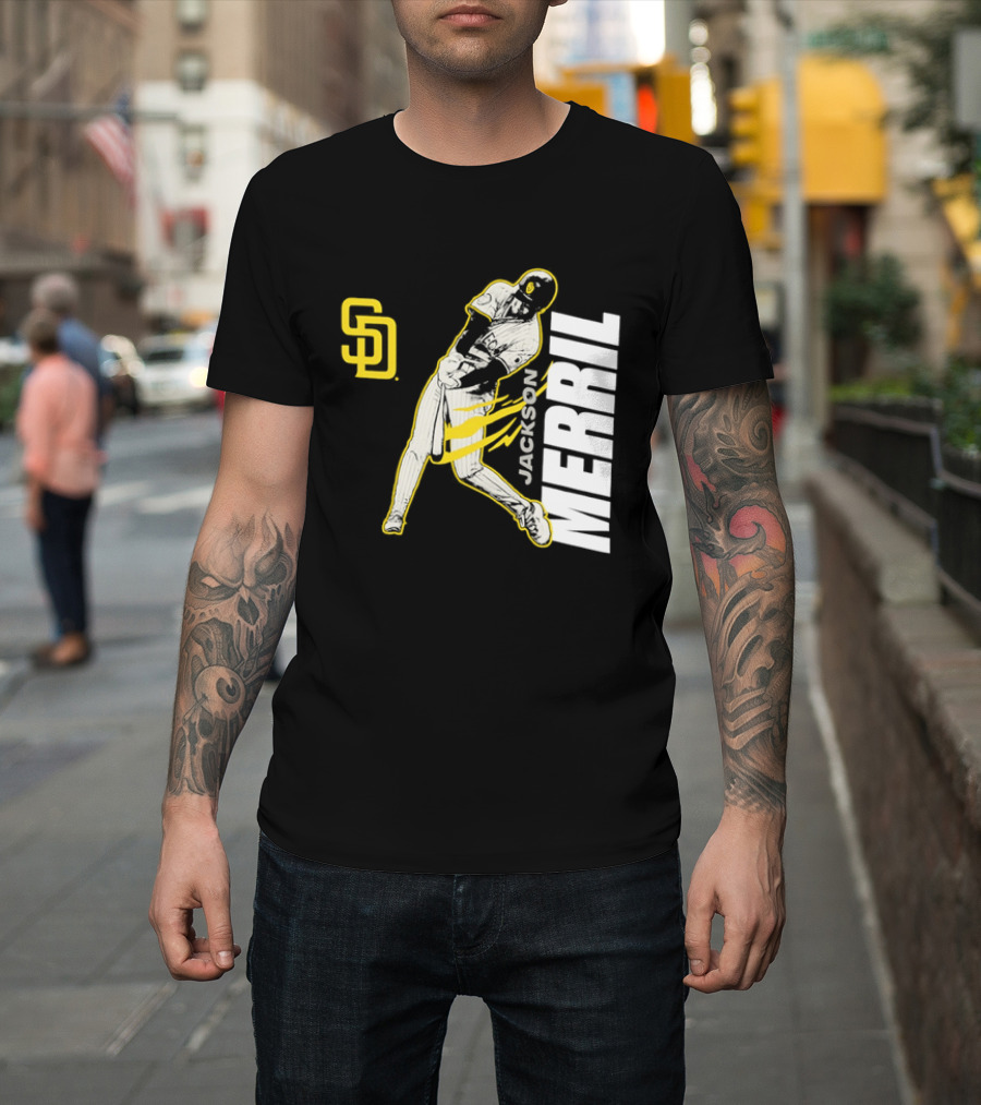 Jackson Merrill San Diego Padres SD Swinging Baseball Player T-Shirt