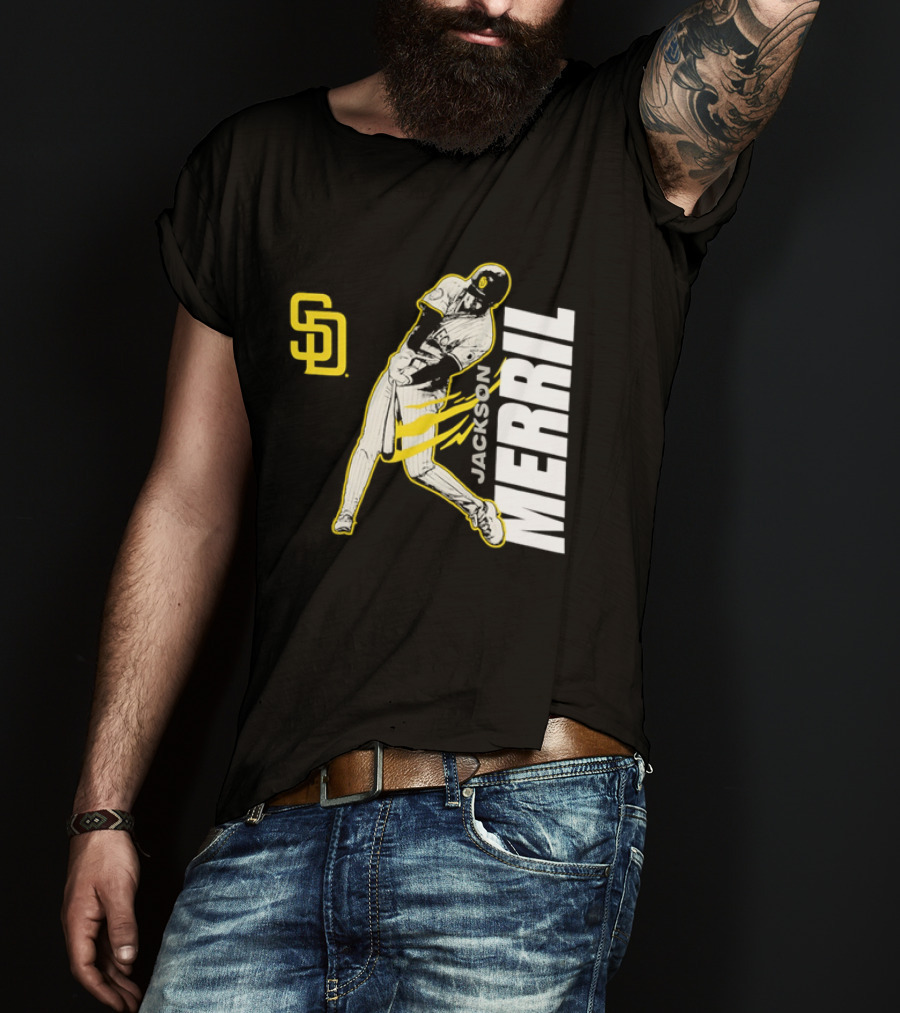 Jackson Merrill San Diego Padres SD Swinging Baseball Player T-Shirt