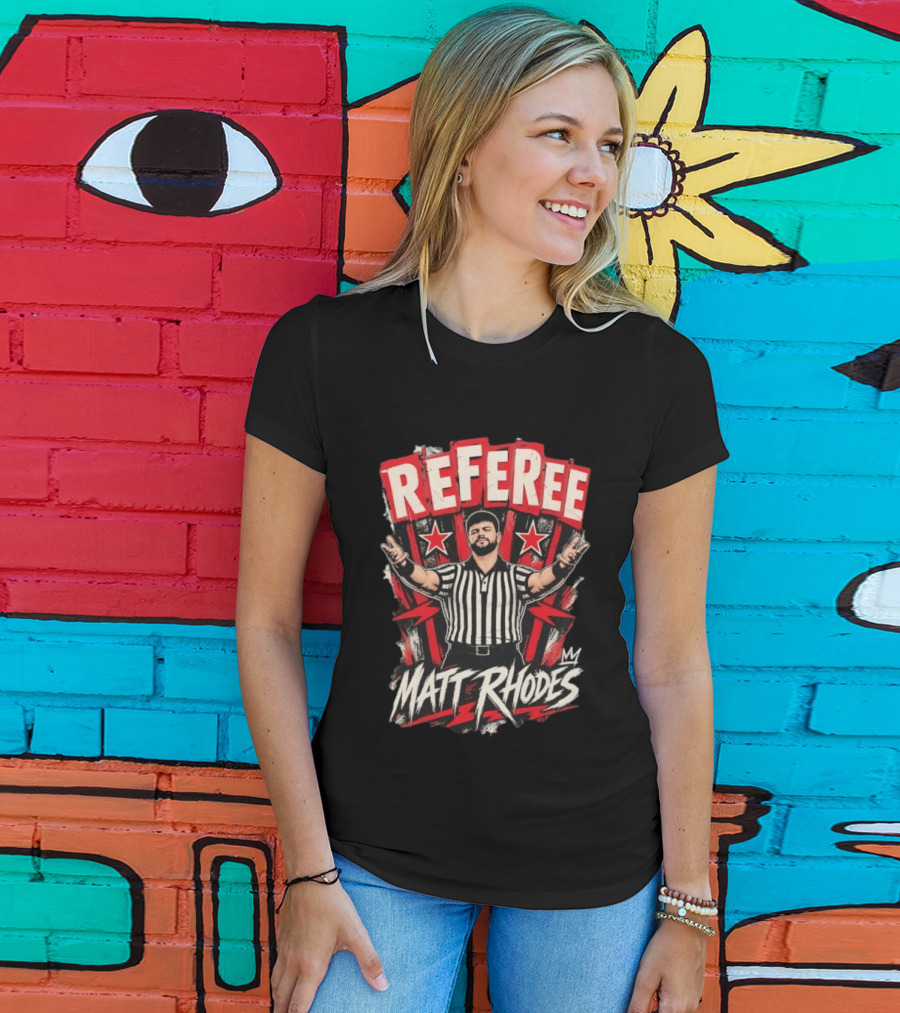 Matt Rhodes Referee Wrestling Distressed Star Burst T-Shirt