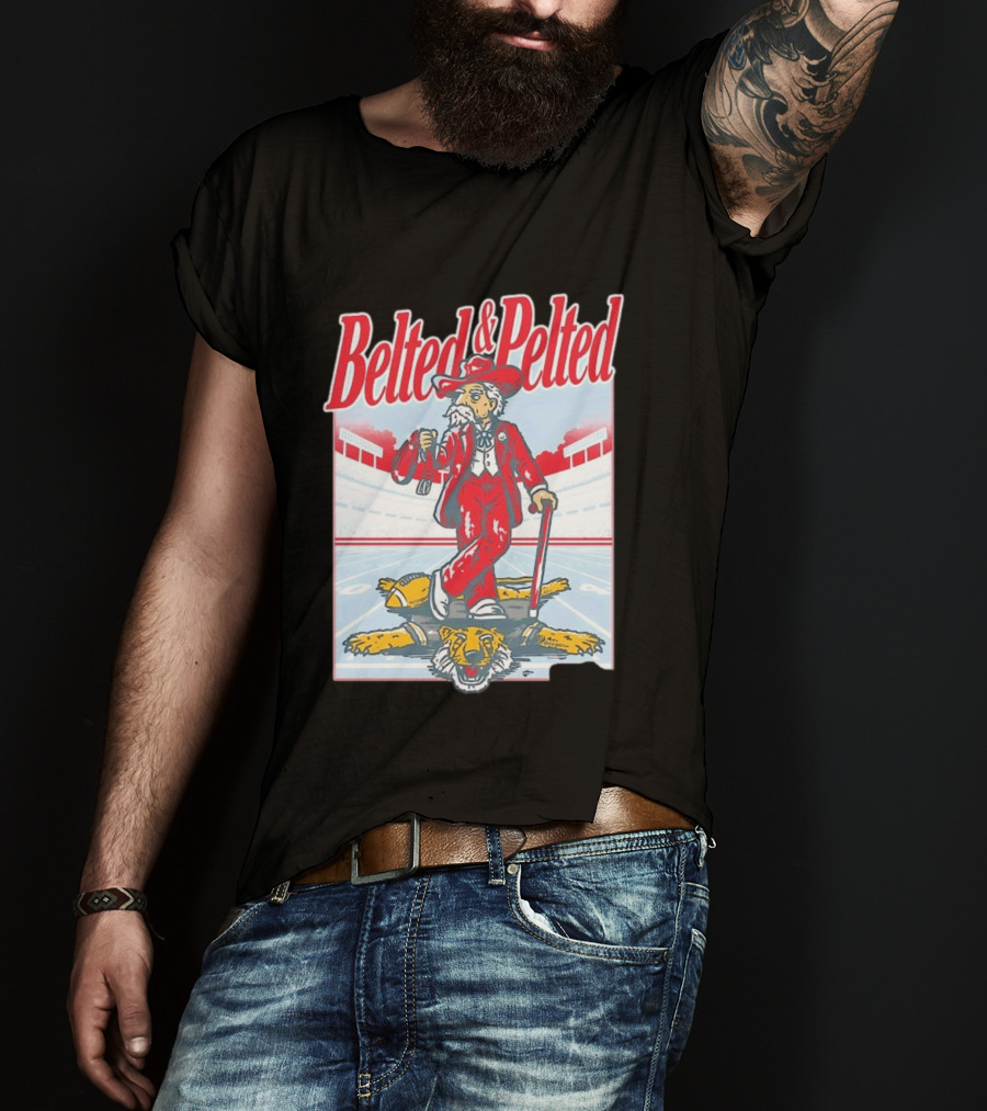 Old Row Belted And Pelted Red Suit Stadium Tiger Rug T-Shirt