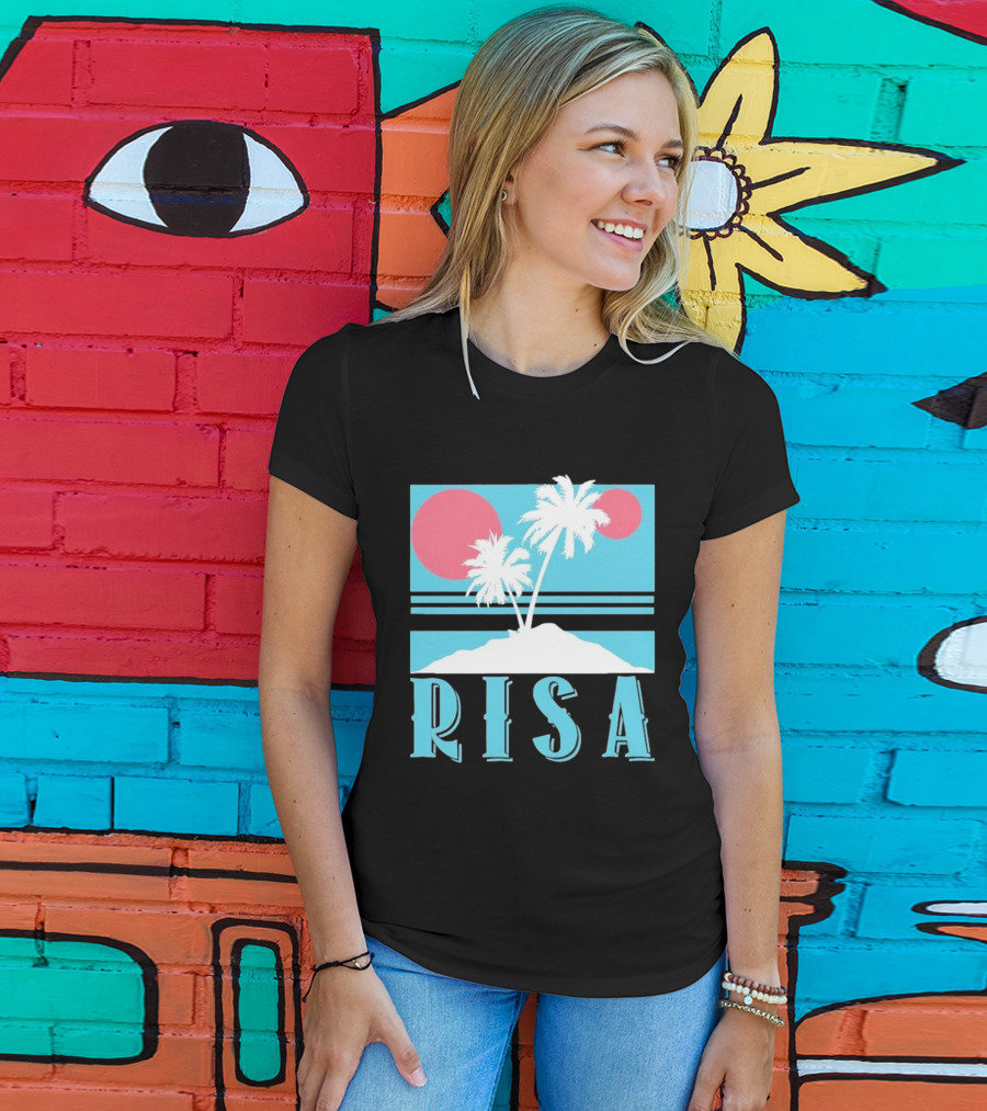 Risa Tropical Island Vacation Palm Trees And Sunset T-Shirt