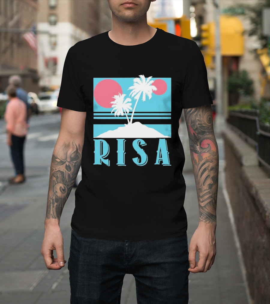 Risa Tropical Island Vacation Palm Trees And Sunset T-Shirt