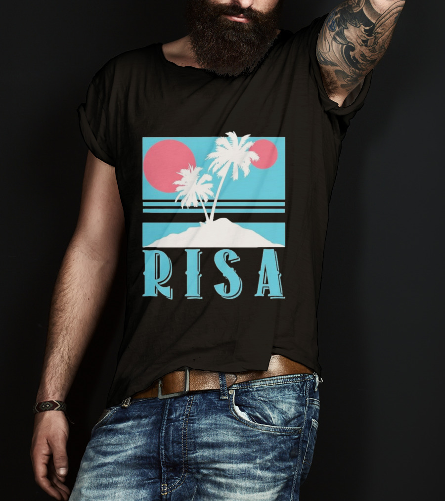 Risa Tropical Island Vacation Palm Trees And Sunset T-Shirt