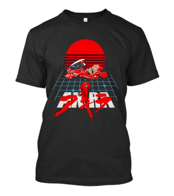 Akira Kaneda Motorcycle Cyberpunk Red Sun Grid T-Shirt