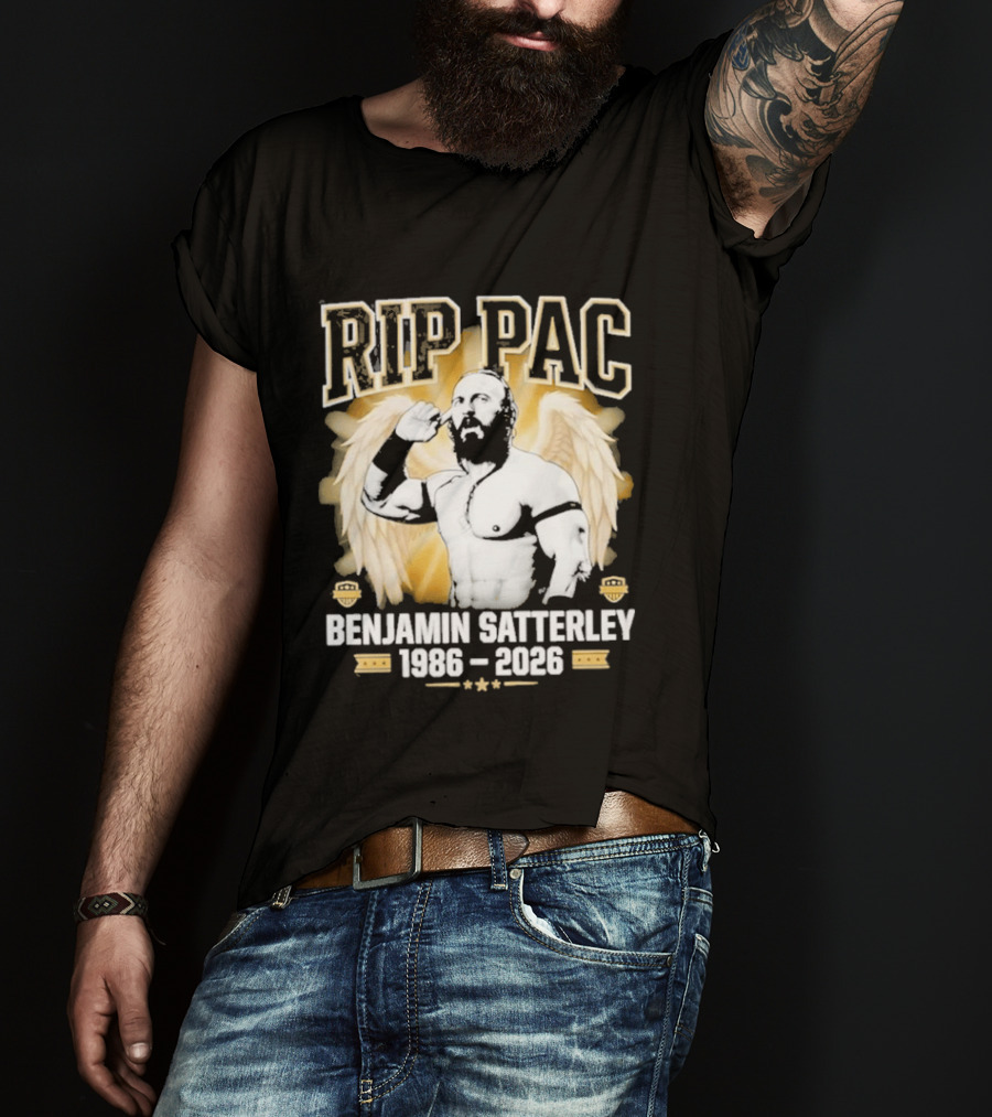 RIP PAC Benjamin Satterley 1986 2026 Memorial Wrestling Angel Wings T-Shirt