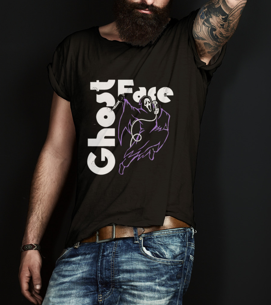 Ghost Face Horror Movie Scream Iconic Mask With Knife T-Shirt