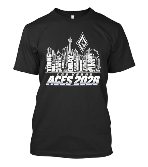 Las Vegas Aces 2026 Skyline Roster Names WNBA T-Shirt