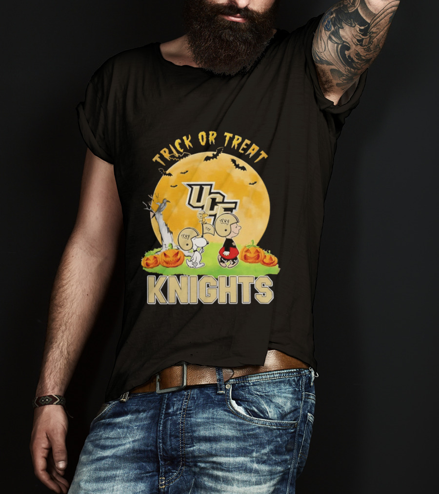 UCF Knights Trick Or Treat Halloween Snoopy Charlie Brown Woodstock Moon T-Shirt
