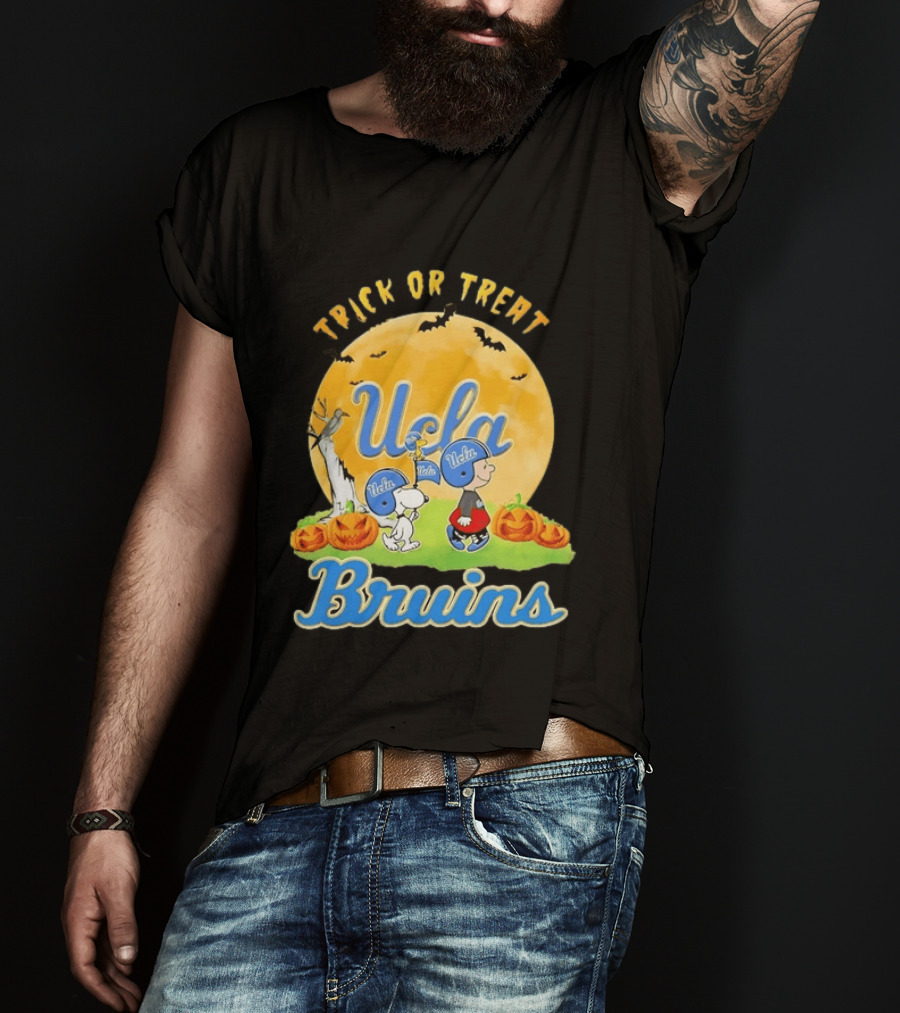 UCLA Bruins Snoopy Charlie Brown Woodstock Trick Or Treat Halloween Moon T-Shirt