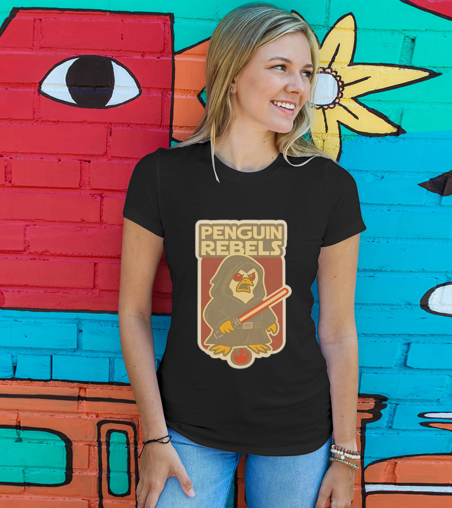 Penguin Rebels Star Wars Lightsaber Hooded Jedi Bird T-Shirt