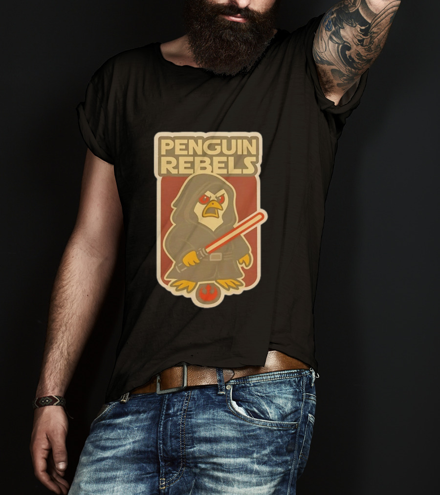 Penguin Rebels Star Wars Lightsaber Hooded Jedi Bird T-Shirt
