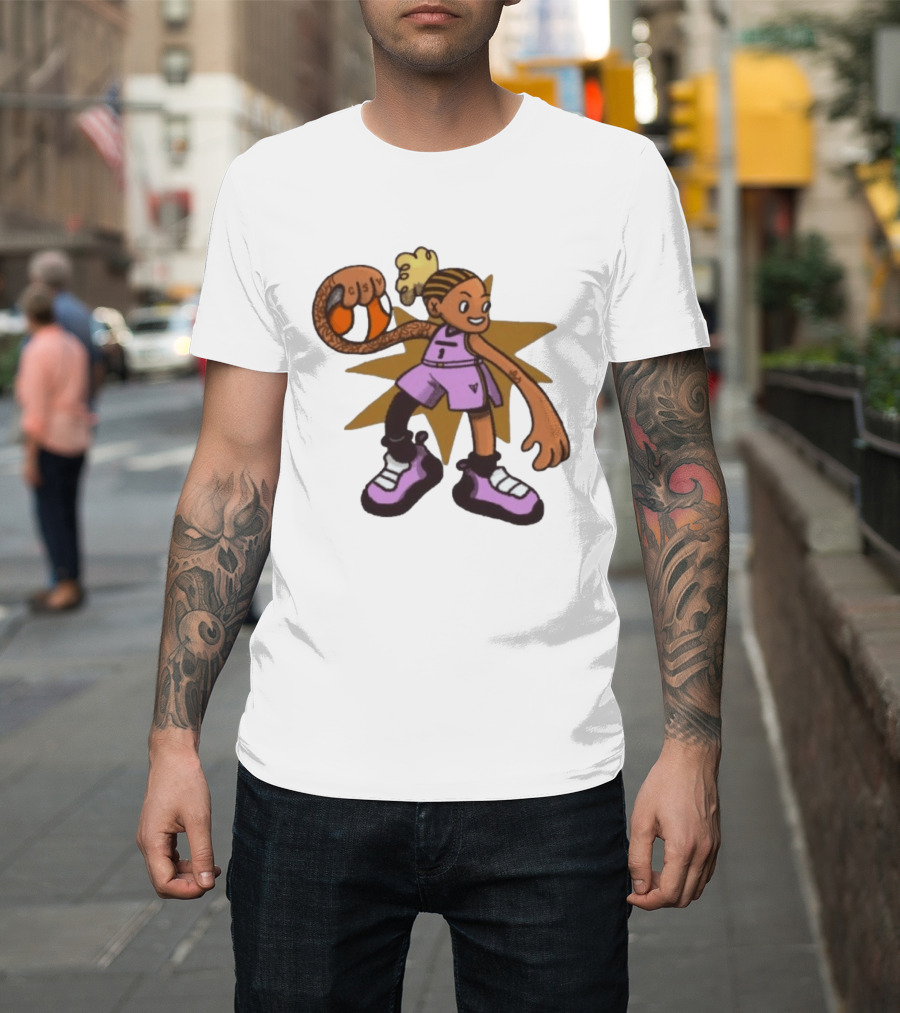 Gabby Golden State Valkyries No 1 CSV Cartoon Character With Basketball T-Shirt