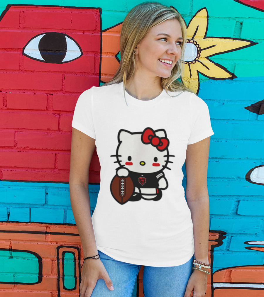 Hello Kitty Chicago Bears Football Cartoon T-Shirt