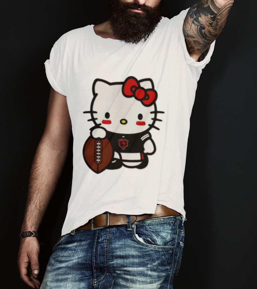 Hello Kitty Chicago Bears Football Cartoon T-Shirt