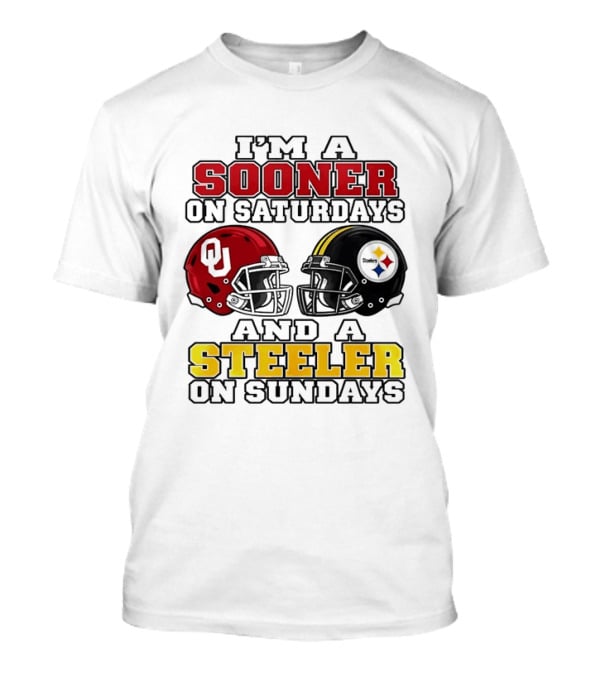 I'm A Sooner On Saturdays And A Steeler On Sundays 2 Helmet 2026 T-Shirt