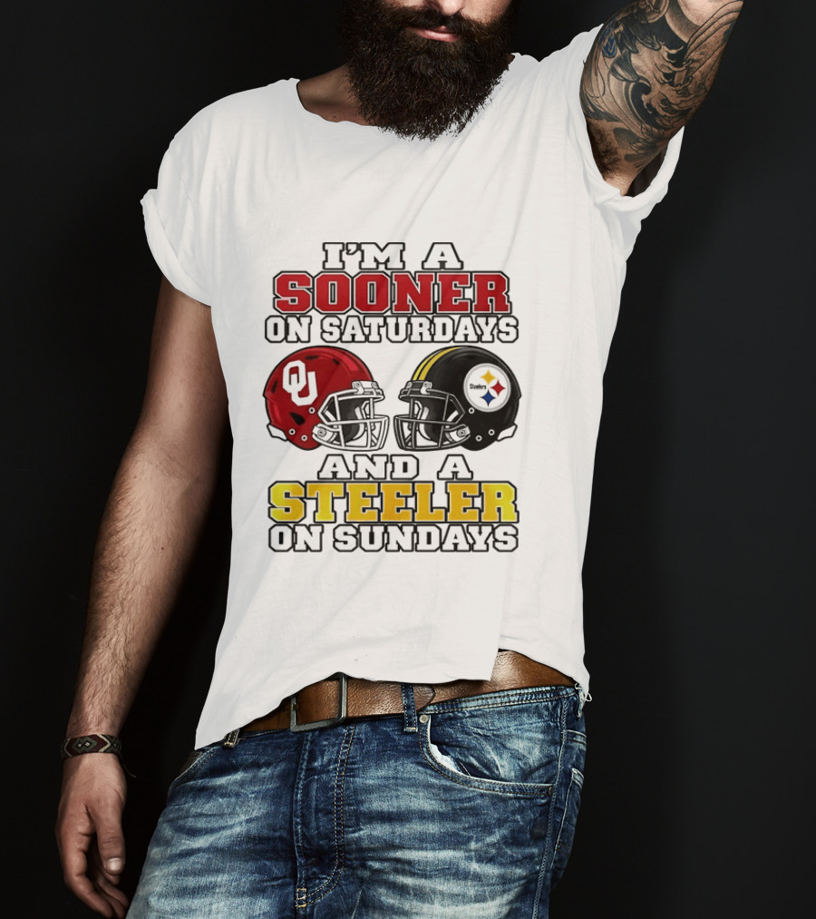 I'm A Sooner On Saturdays And A Steeler On Sundays 2 Helmet 2026 T-Shirt