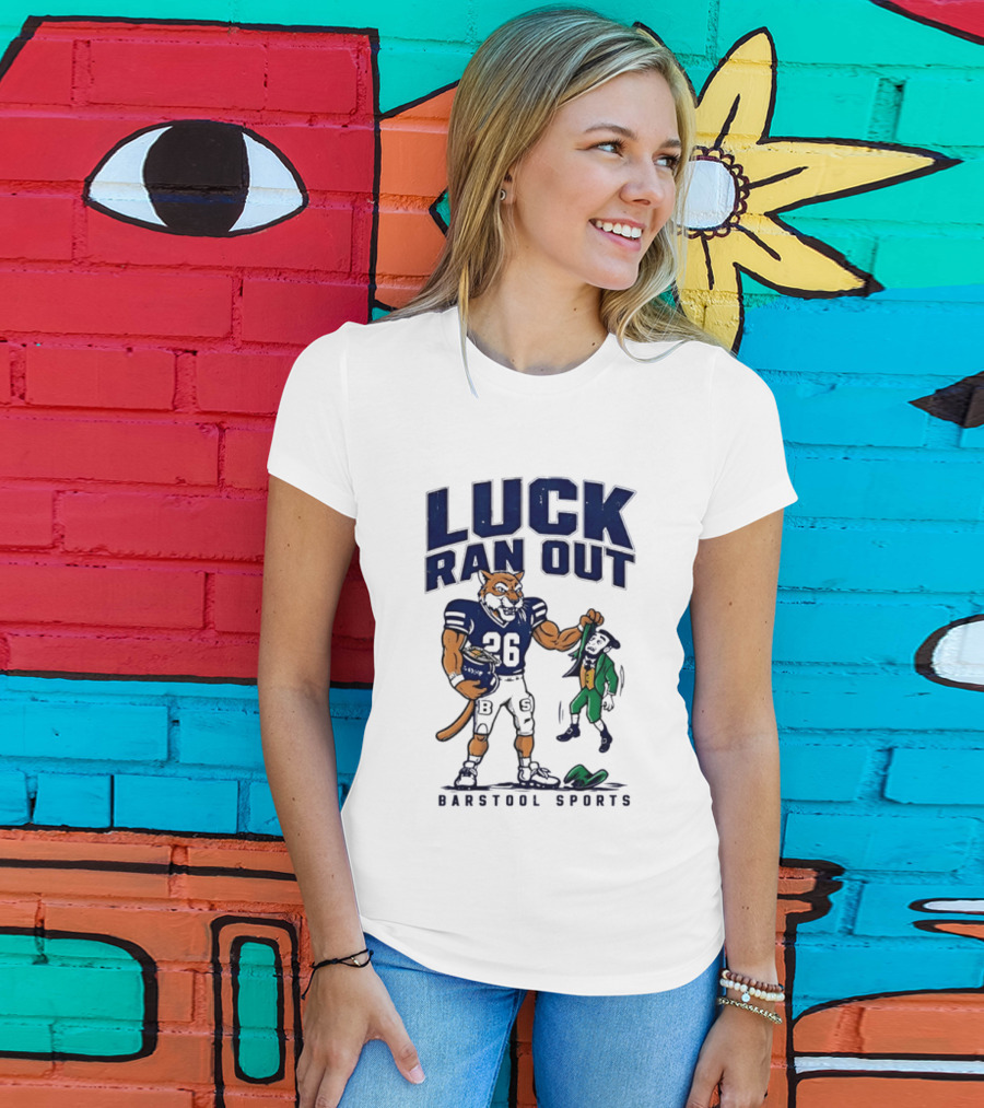 Luck Ran Out Barstool Sports Football Cat Vs Leprechaun T-Shirt