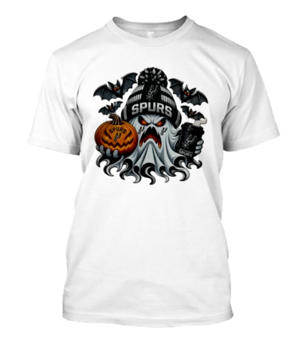 San Antonio Spurs Halloween Ghost Coffee Pumpkin Bats Spooky 2026 T-Shirt