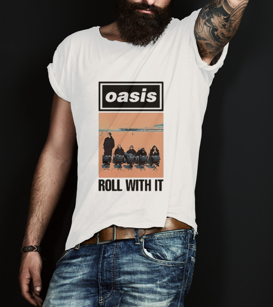 Oasis Roll With It Britpop Band Liam Gallagher T-Shirt
