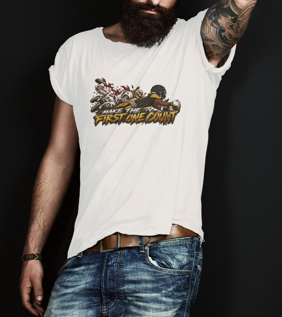 Pittsburgh Steelers Make The First One Count Football Player Touchdown Zombies T-Shirt