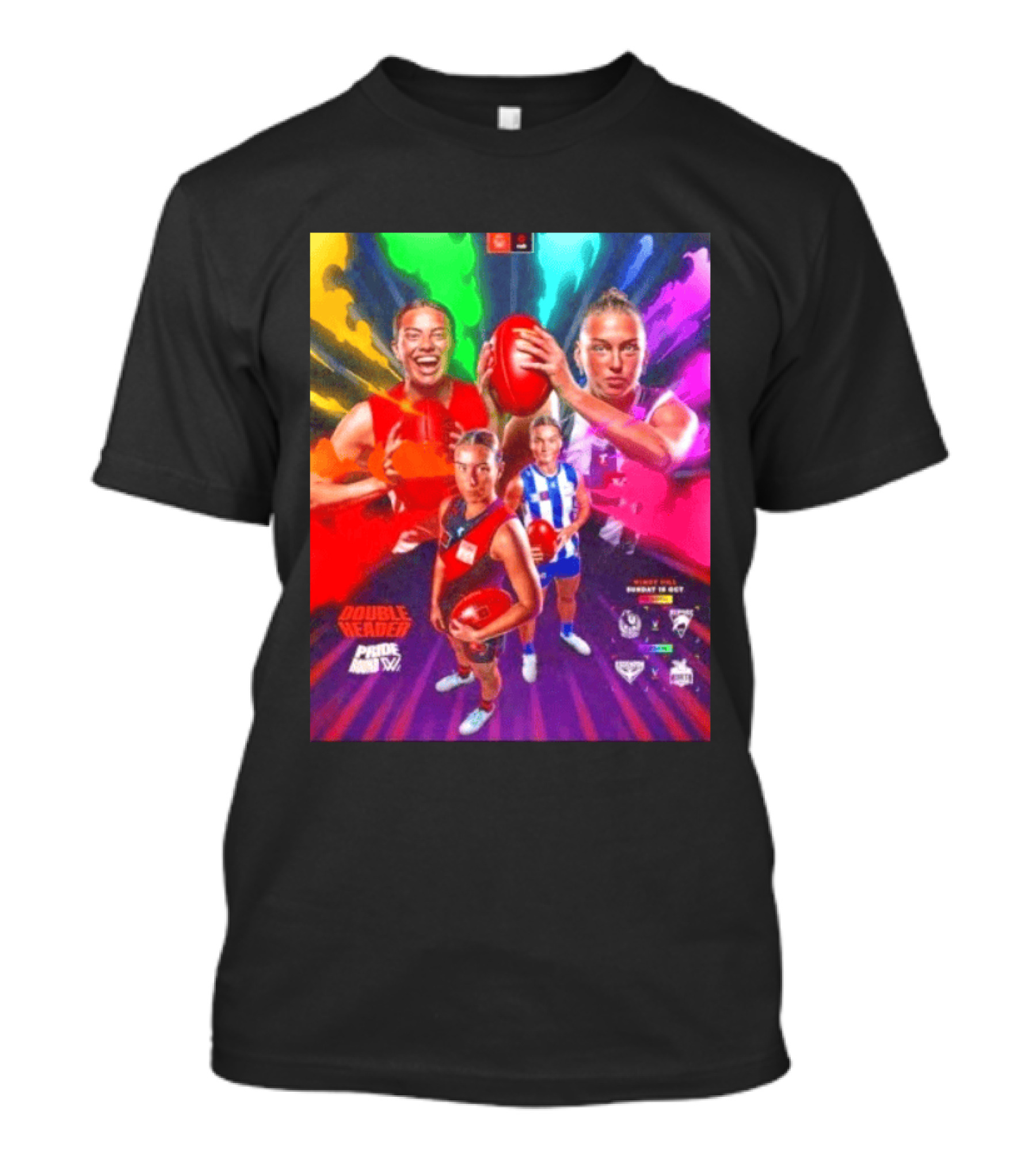 Double Header AFLW Pride Round Sydney Essendon North Windy Hill T-Shirt
