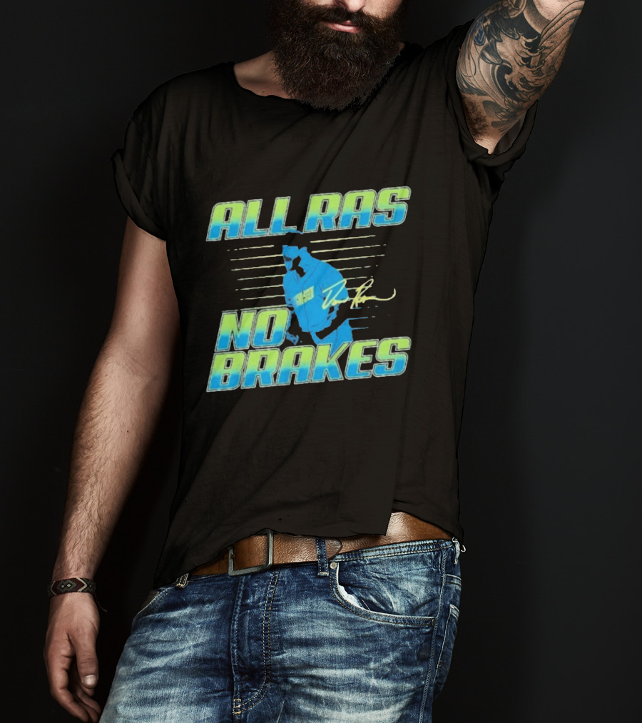 ALL RAS NO BRAKES Baseball Player Blue Neon Stripes Signature T-Shirt