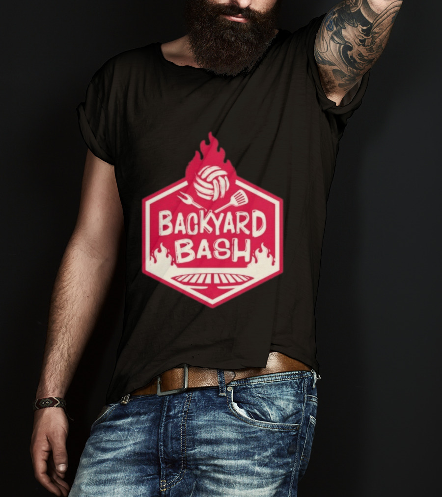 Backyard Bash Grill Barbecue Volleyball Flames Fork Spatula T-Shirt