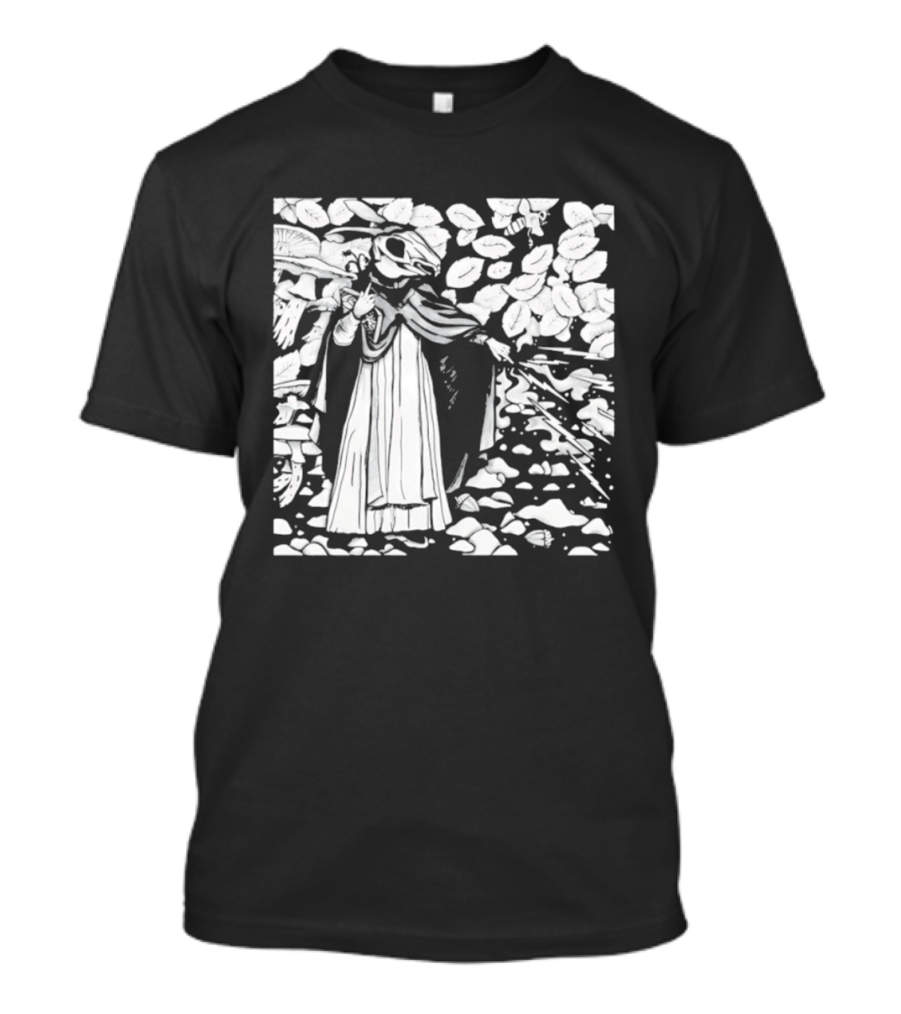 Dark Forest Mage Rabbit Skull With Lightning T-Shirt
