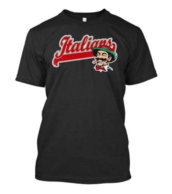 Italians Distressed Heritage Mustache Cigar Bow Tie T-Shirt