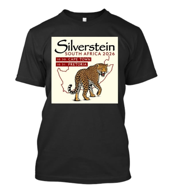 Silverstein South Africa 2026 Cape Town Pretoria Leopard Map Concert Dates T-Shirt