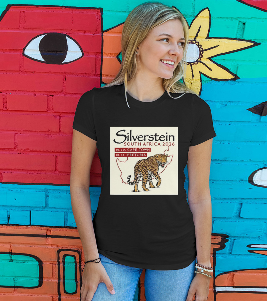 Silverstein South Africa 2026 Cape Town Pretoria Leopard Map Concert Dates T-Shirt