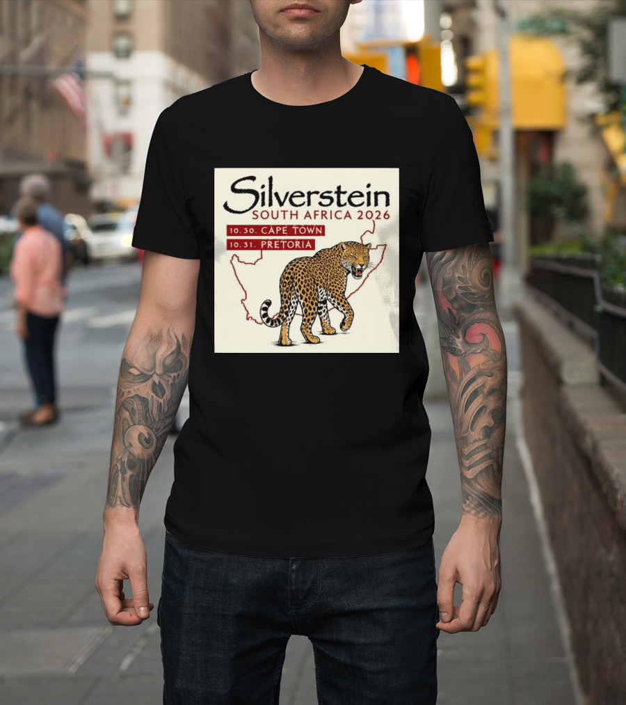 Silverstein South Africa 2026 Cape Town Pretoria Leopard Map Concert Dates T-Shirt