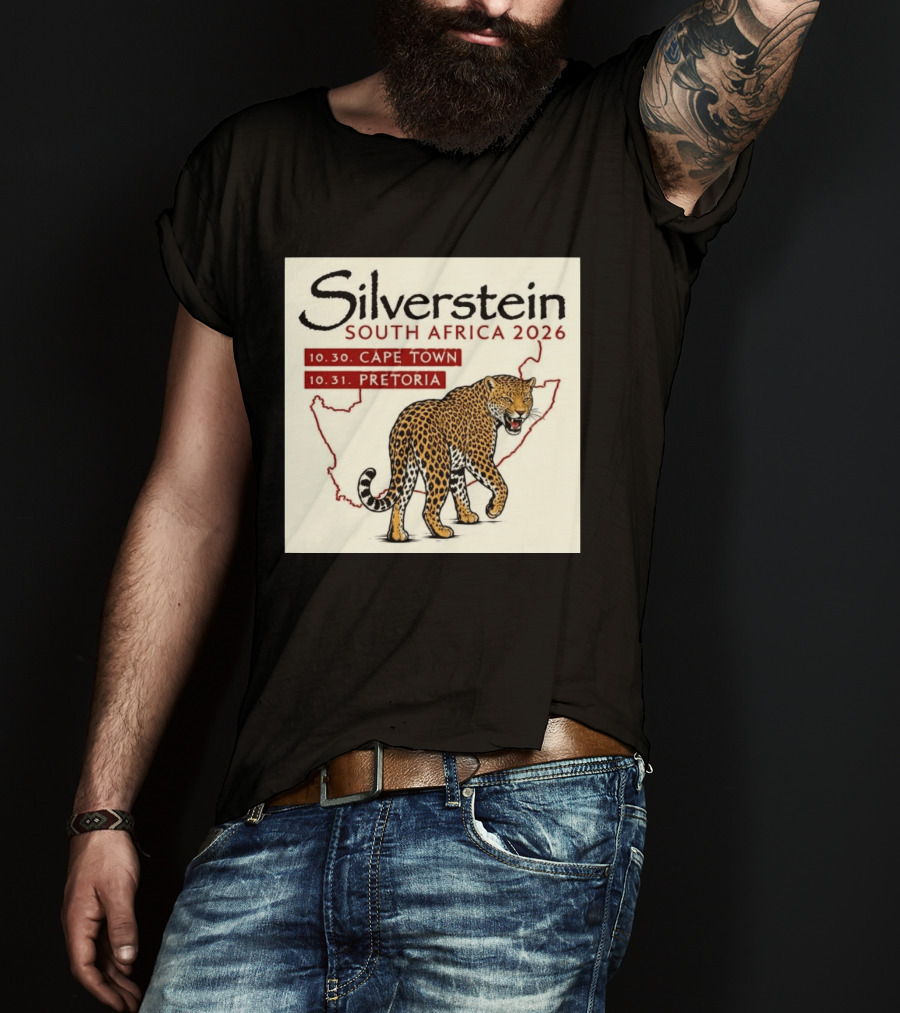 Silverstein South Africa 2026 Cape Town Pretoria Leopard Map Concert Dates T-Shirt