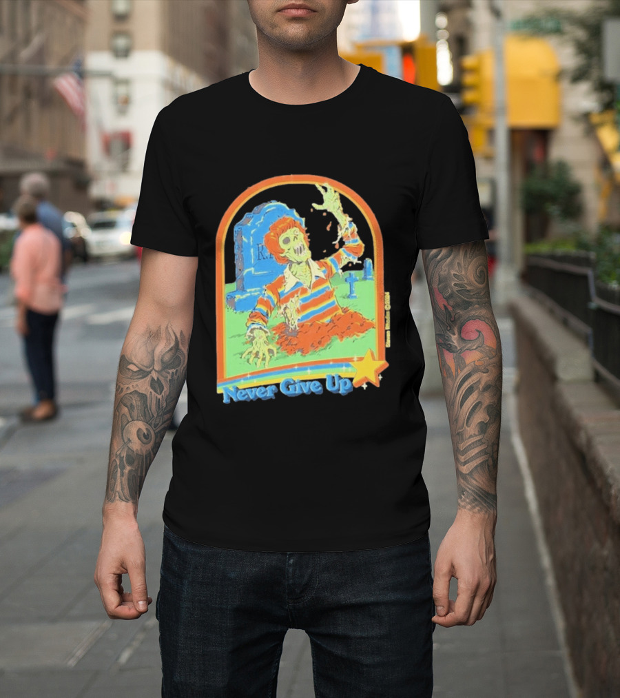 Steven Rhodes Zombie Rising Never Give Up Graveyard Scene 2026 T-Shirt
