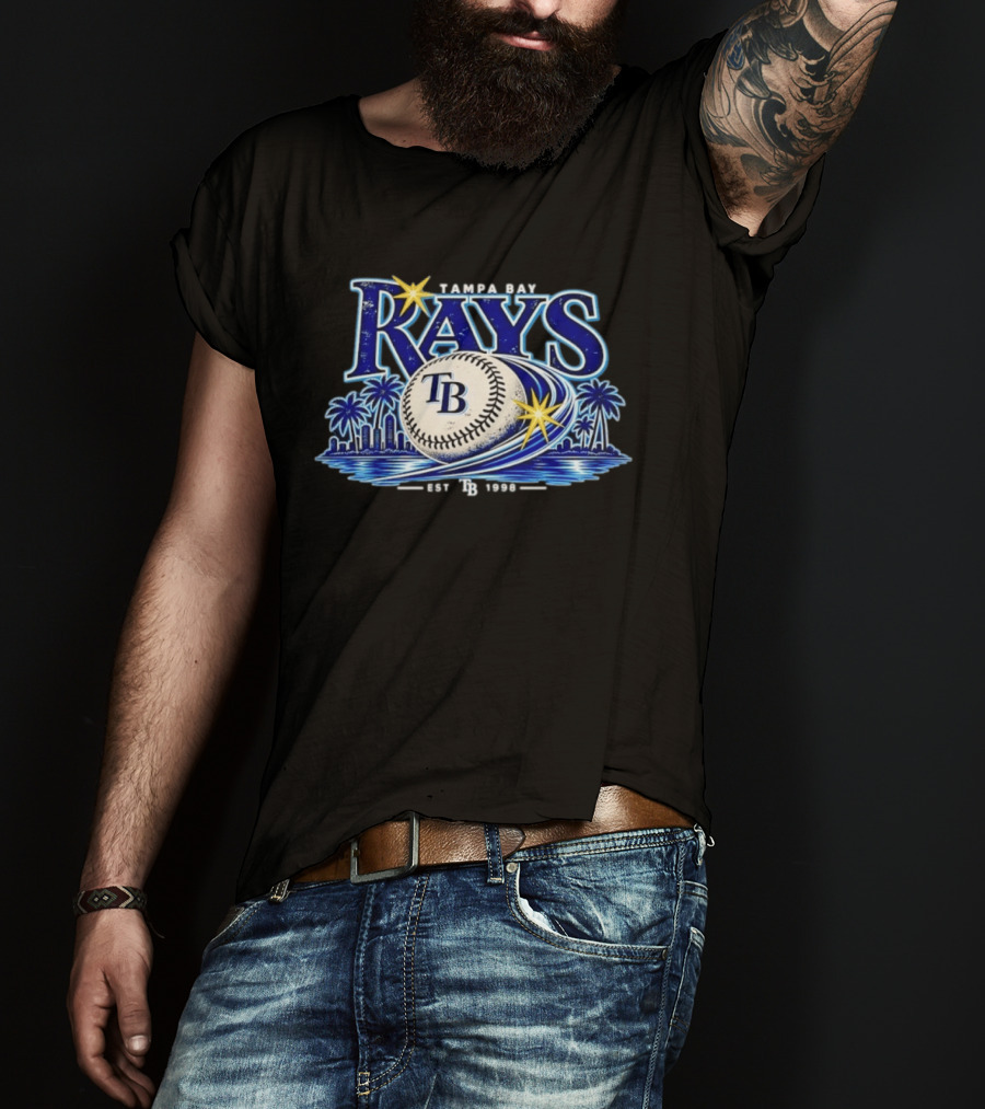 Tampa Bay Rays TB Baseball Est 1998 Vintage MLB City Skyline Palms T-Shirt