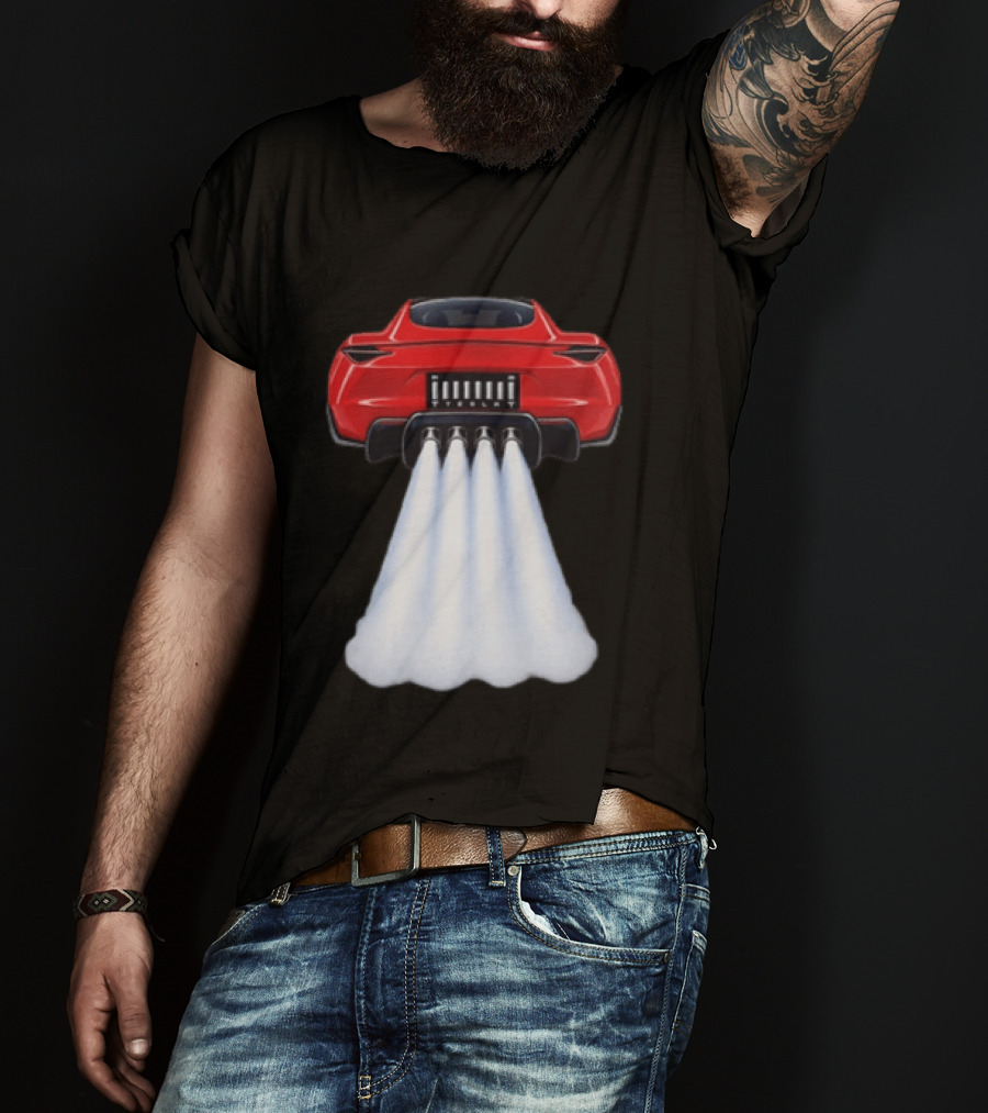 Tesla Roadster SpaceX Flying Car Rocket Thrusters Jet Blast T-Shirt