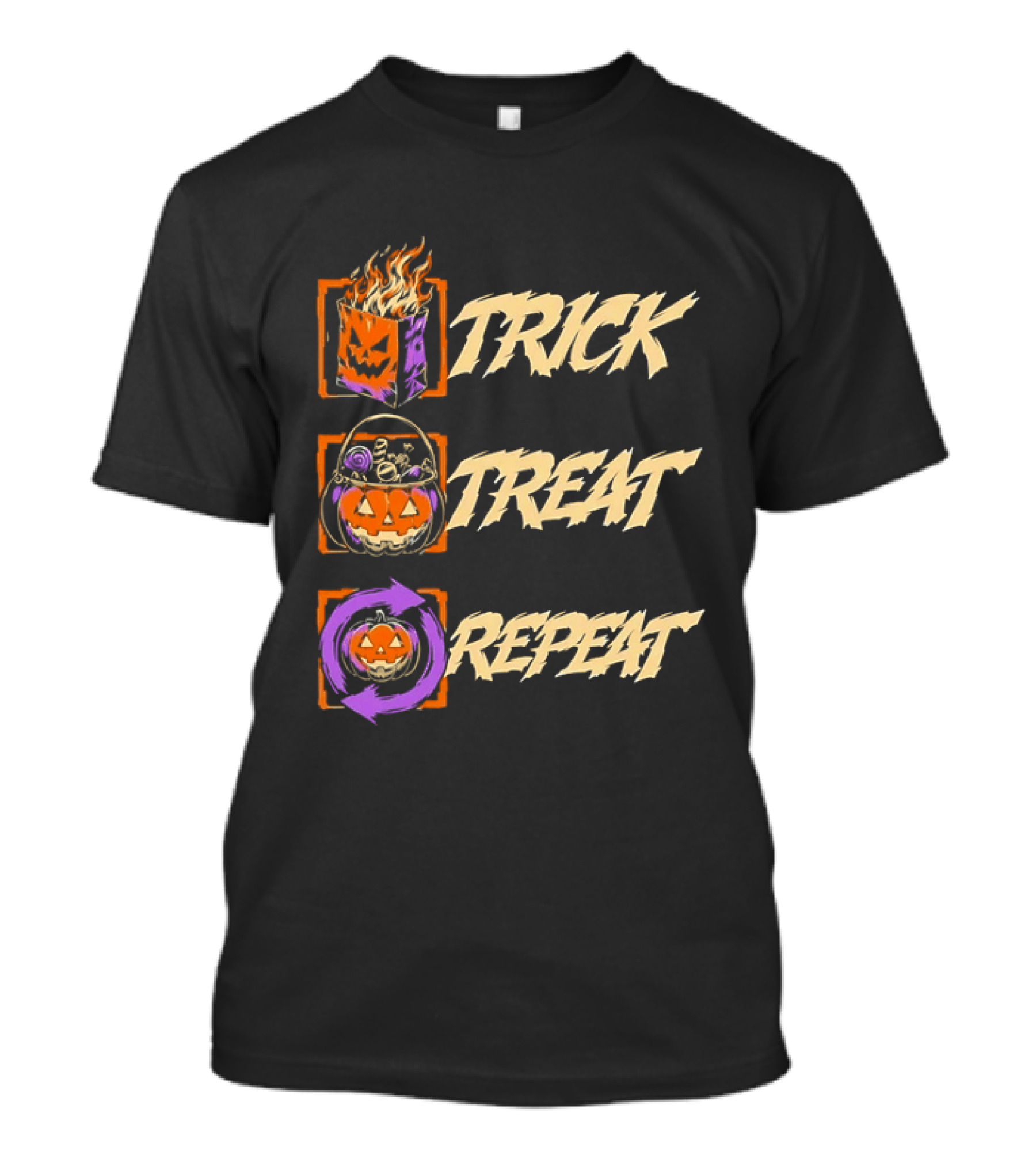 Trick Treat Repeat Halloween Pumpkin Spooky T-Shirt