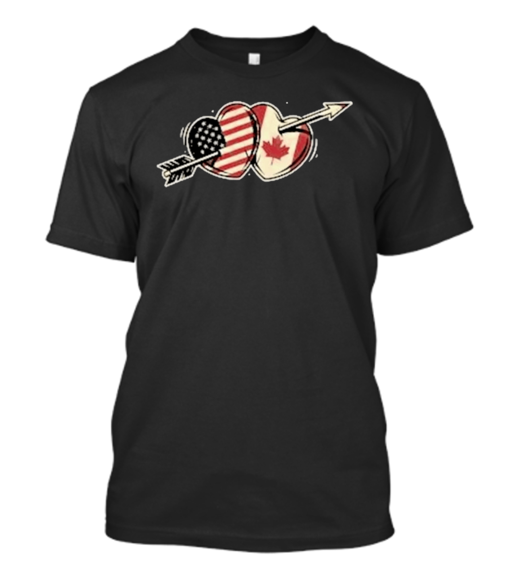 USA Canada Friendship Heart Flag American Canadian Maple Leaf Arrow T-Shirt