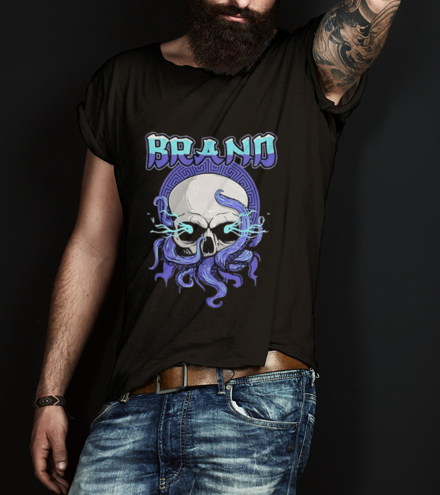 BRAND Skull With Tentacles Gothic Dark Spooky T-Shirt