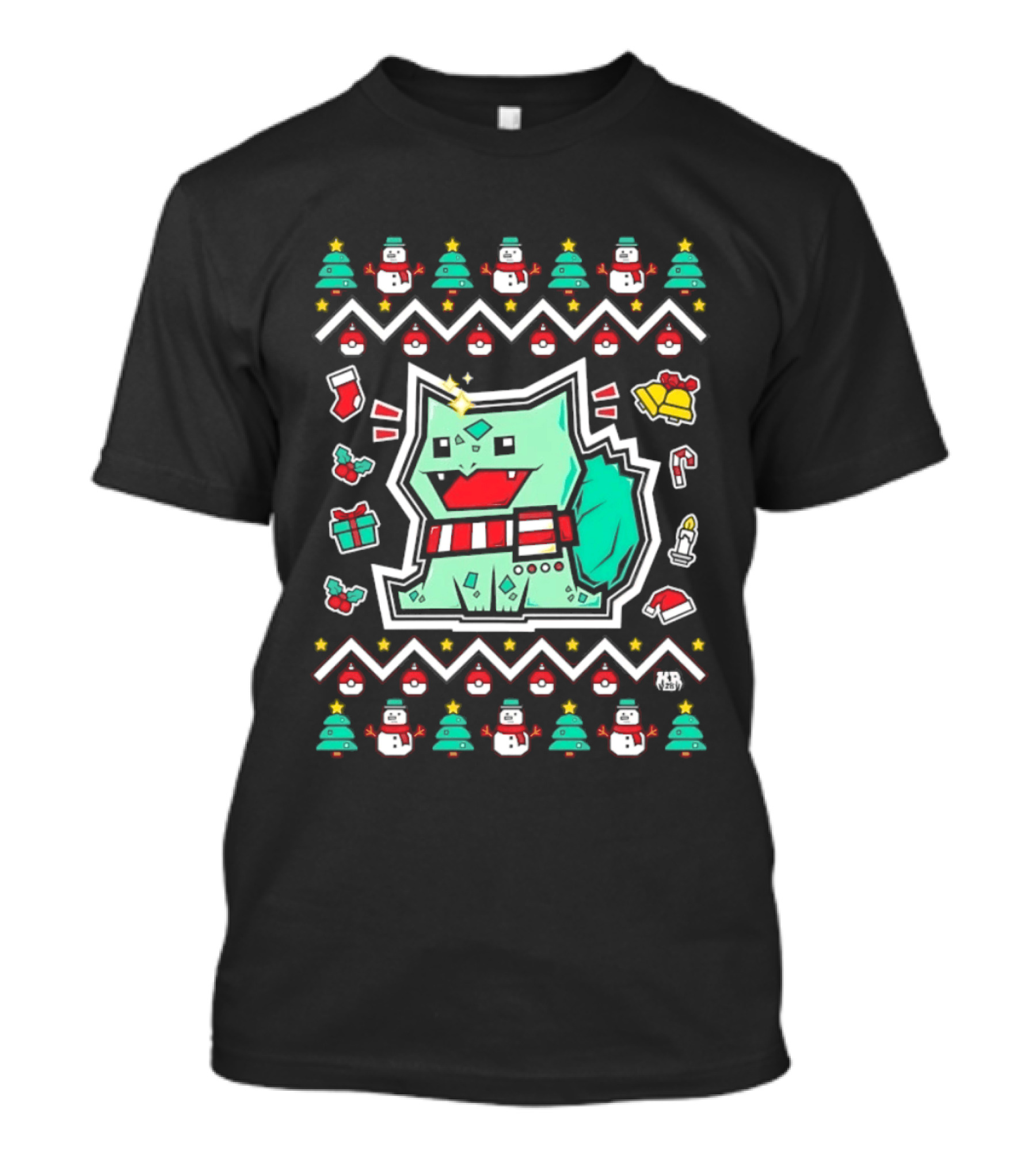 Bulbasaur Christmas Holiday Ugly Sweater Pattern With Snowmen And Presents T-Shirt