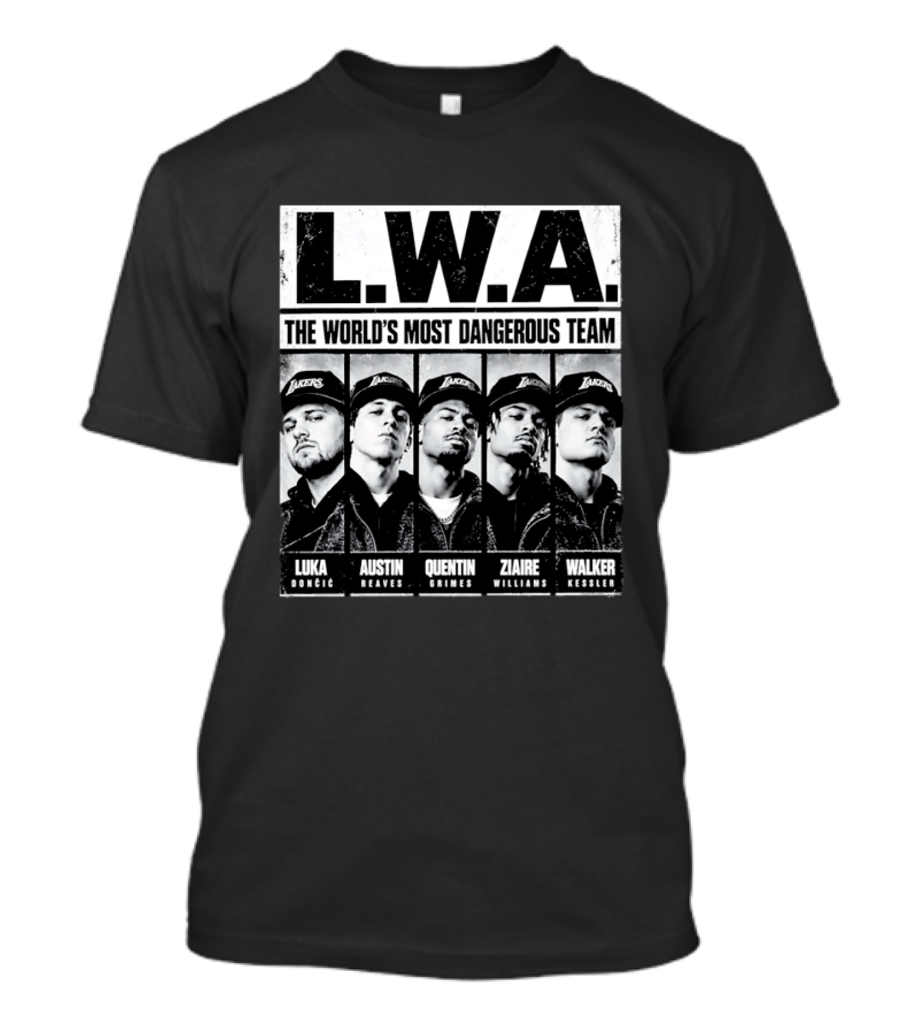 LWA The World's Most Dangerous Team Luka Dončić Austin Reaves Quentin Grimes Ziaire Williams Walker Kessler T-Shirt