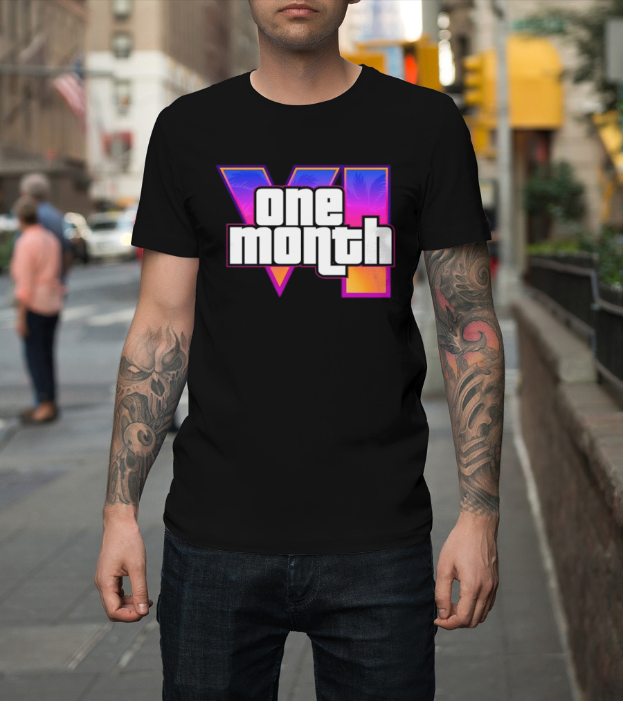One Month VI Gaming Grand Theft Auto 6 Palms Retro Gradient T-Shirt