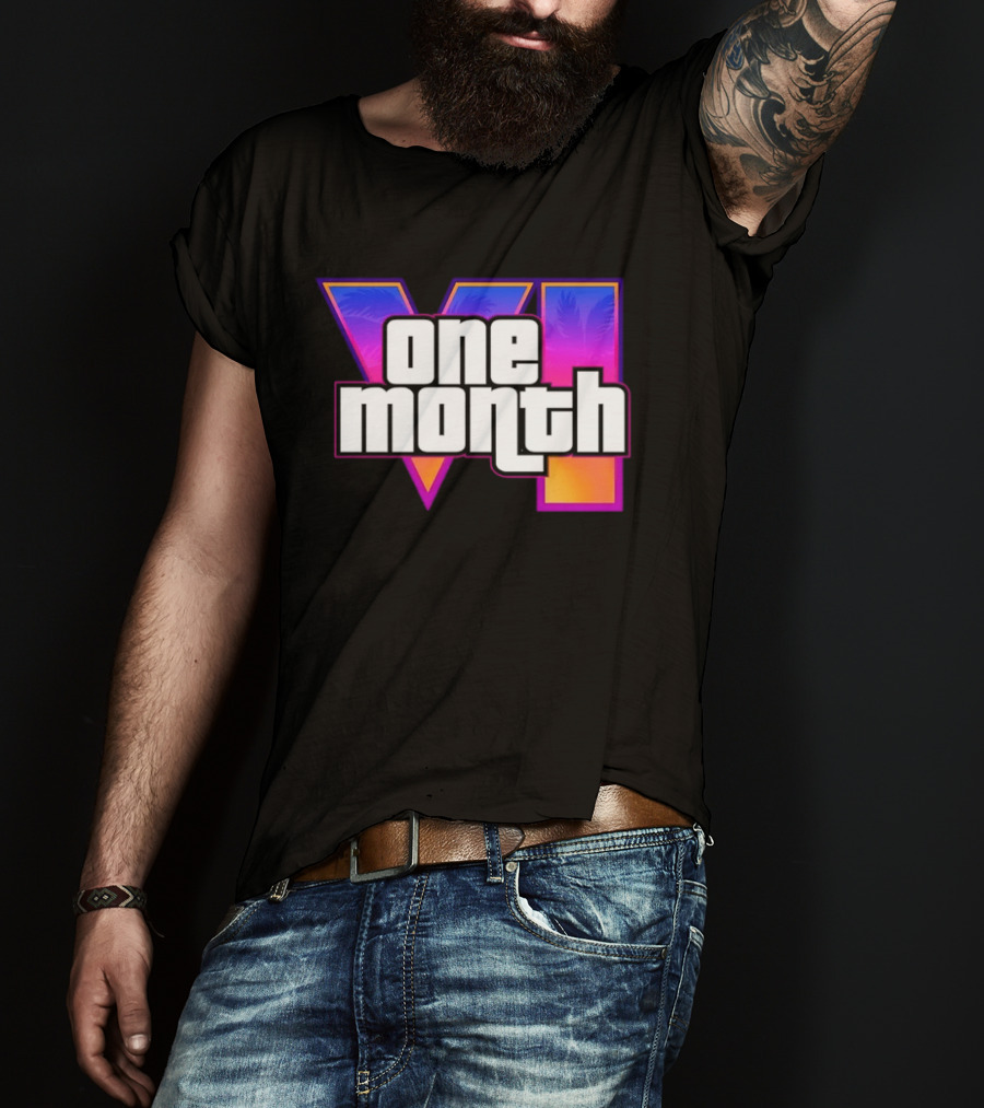 One Month VI Gaming Grand Theft Auto 6 Palms Retro Gradient T-Shirt