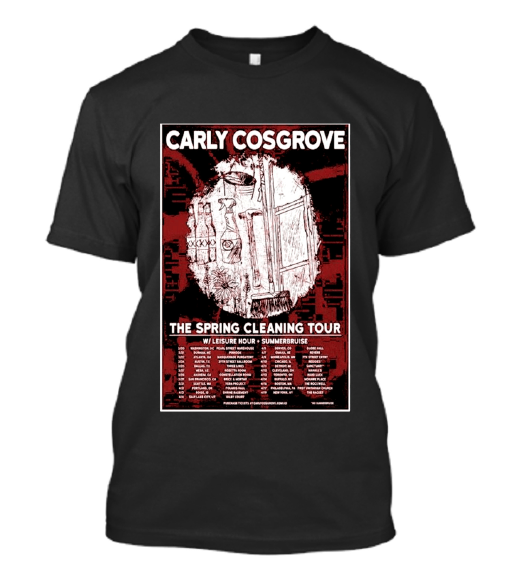 Carly Cosgrove The Spring Cleaning Tour W/ Leisure Hour Summerbruise Purchase Tickets T-Shirt