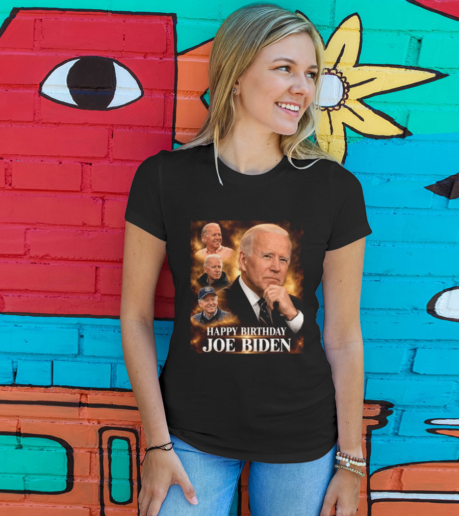 Happy Birthday Joe Biden Celebration With Presidential Portraits T-Shirt