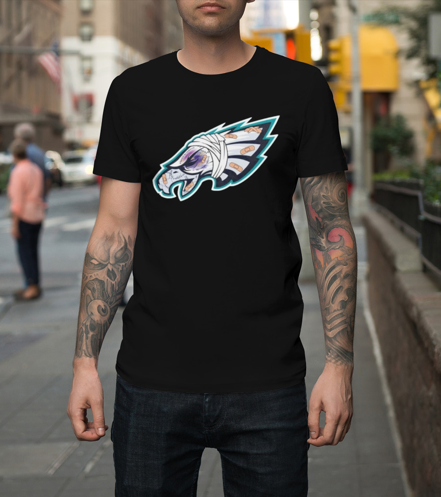 Philadelphia Eagles Injured Bandaged Logo Sports Humor T-Shirt